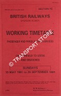 Working Timetable of Passenger and Parcels Train Services - Section YE - Chesterfield to Leeds and branches - Sundays, 19 May 1991 to 29 September 1991 by British Railways Eastern Region
